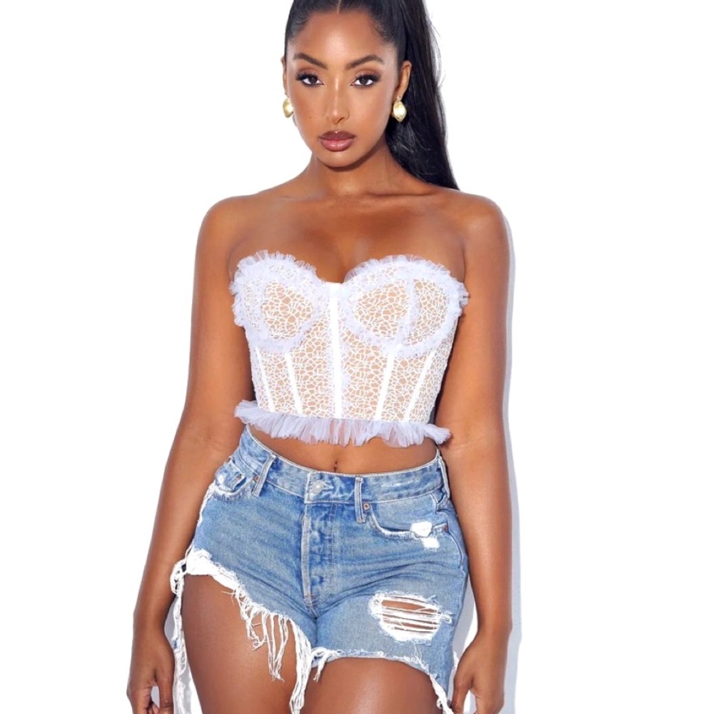 Miss circle orah white mesh lace corset